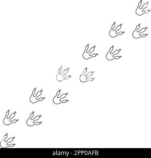 Dragon-Footprint-Linie. Handgezeichnete Dinosaurier-Pfotenabdrücke. Drachenfuß-Silhouette. Süße Baumstruktur. Vektordarstellung auf weiß isoliert Stock Vektor