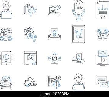Symbolsammlung für Haushaltsgeräte. Kühlschrank, Mikrowelle, Spülmaschine, Ofen, Mixer, Kaffeemaschine, Toaster-Vektor und lineare Illustration. Eisen Stock Vektor