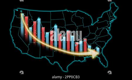 US-Inflationsdiagramm nach unten Stockfoto
