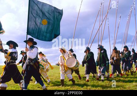 Englische Nachstellung des Bürgerkriegs, Somerset, Großbritannien Stockfoto