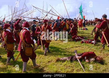 Englische Nachstellung des Bürgerkriegs, Somerset, Großbritannien Stockfoto