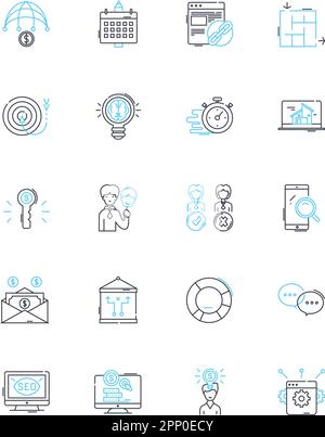 Lineare Symbole für Prozesstransformation festgelegt. Innovation, Effizienz, Automatisierung, Optimierung, Schlank, Agilität, Standardisierungslinienvektor und Konzept Stock Vektor