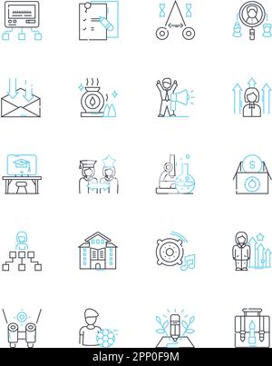 Wohltätigkeit und lineare Symbole für die Gemeinschaft. Wohltätigkeit, Mitgefühl, Freundlichkeit, Einfühlungsvermögen, Großzügigkeit, Altruismus, Philanthropie-Linienvektor und Konzeptzeichen Stock Vektor