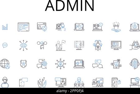 Collection mit Symbolen für Admin-Zeilen. Chef, Vorgesetzter, Manager, Direktor, Leiter, Executive, Head-Honcho-Vektor und lineare Darstellung. Captain, Commander Stock Vektor