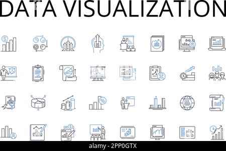 Sammlung der Liniensymbole für die Datenvisualisierung. Informationsanzeige, grafische Darstellung, numerische Darstellung, Datendarstellung, statistische Darstellung Stock Vektor