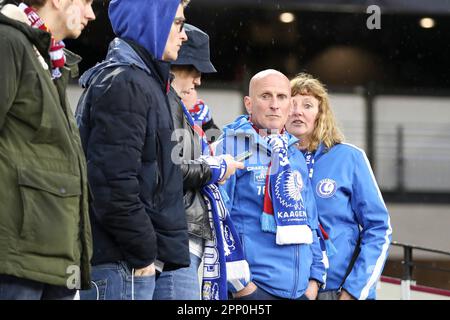 Stratford, London, Großbritannien. 20. April 2023. KAA Gent Fans beim UEFA Europa Conference League Quarter Final zwischen West Ham United und KAA Genk im London Stadium, Stratford, am Donnerstag, den 20. April 2023. (Foto: Tom West | MI News) Guthaben: MI News & Sport /Alamy Live News Stockfoto