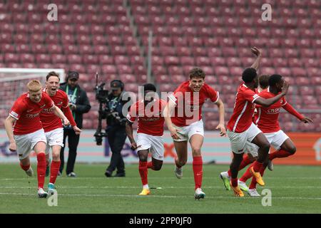 Genf, Schweiz, 21. April 2023. Beim Spiel der UEFA-Jugendliga im Stade De Geneve, Genf. Der Bildausdruck sollte lauten: Jonathan Moscrop/Sportimage Stockfoto