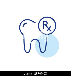 Verschreibungspflichtige Zahnmedizin. Zahnkrankheitsmedikament. Pixelgenaue, bearbeitbare Konturlinie Stock Vektor