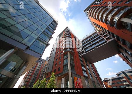 Manchester Left Bank Spinningfields Flats, Anlage im Stadtzentrum, England, M3 3AN Stockfoto