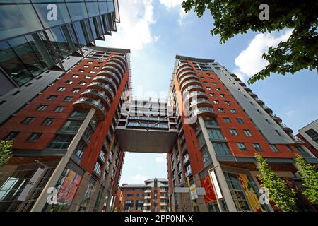 Manchester Left Bank Spinningfields Flats, Anlage im Stadtzentrum, England, M3 3AN Stockfoto