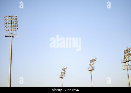 Cricket Stadion Flutlichter Masten in Delhi, Indien, Cricket Stadium Lights. Stockfoto