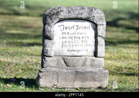 Wien, Österreich. Wiener Zentralfriedhof. Gräber gefallener Soldaten aus dem Ersten Weltkrieg Stockfoto