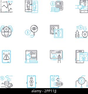 Lineare Symbolgruppe für automatisierte Vereinbarungen. Effizient, Schnell, Optimiert, Digital, Automatisiert, Sichere Online-Linienvektor- und -Konzeptschilder. Modern Stock Vektor