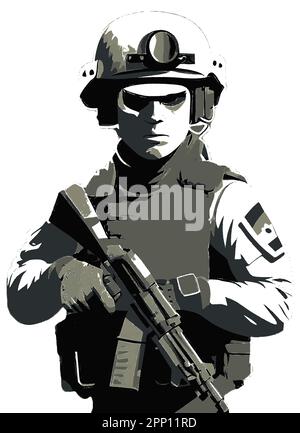 Spezialeinheit-Soldat-Vektorbild. Stock Vektor