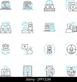 Lineare Symbole für E-Mail-Werbung festgelegt. Newsletter, Kampagne, Outreach, Blast, Werbung, Angebot, Werbelinie, Vektor und Konzeptschilder. Deal,Discount Stock Vektor