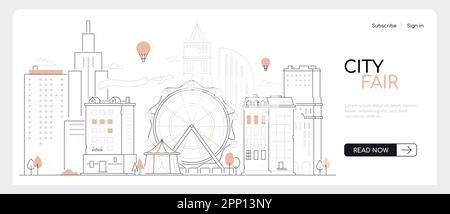 Stadtmesse - modernes Vektorbanner im dünnen Stil Stock Vektor