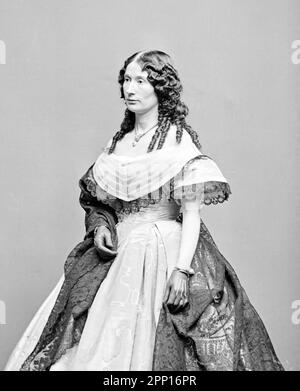 Laura Keene (1826-1873). Portrait der britischen Schauspielerin und Theatermanagerin, die berühmt ist, die Hauptdarstellerin unseres amerikanischen Cousins im Ford's Theater in Washingon DC zu sein, als Abraham Lincoln ermordet wurde. Stockfoto