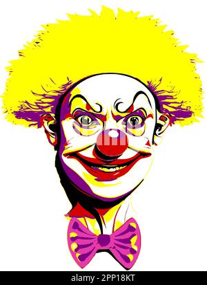 Komisches Porträt eines Clowns, isoliert in einem weißen Farbvektorbild Stock Vektor