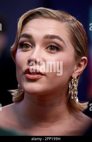 London, Großbritannien. 07. Okt. 2022. Florence Pugh besucht die britische Premiere „The Wonder“ während des BFI London Film Festivals 66. in der Royal Festival Hall in London. (Foto: Fred Duval/SOPA Images/Sipa USA) Guthaben: SIPA USA/Alamy Live News Stockfoto