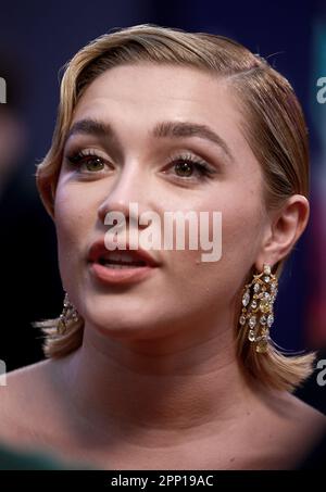 London, Großbritannien. 07. Okt. 2022. Florence Pugh besucht die britische Premiere „The Wonder“ während des BFI London Film Festivals 66. in der Royal Festival Hall in London. (Foto: Fred Duval/SOPA Images/Sipa USA) Guthaben: SIPA USA/Alamy Live News Stockfoto