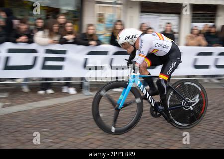 Ehemaliger Weltmeister Ricardo Ten Argiles aus Spanien, zweiter Platz im Kategorienrennen der Herren C1. UCI World Cup, Individual Time Trial, Maniago, Italien, 21. April 2023, Casey B. Gibson/Alamy Live News Stockfoto