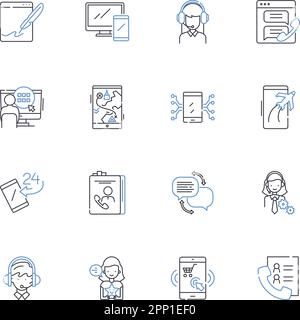 Sammlung der IPH-Zeilensymbole. Apple, iPh, iOS, Siri, Face ID, Kamera, Musikvektor und lineare Darstellung. Zeichen für App Store, iMessage, iCloud Outline festgelegt Stock Vektor