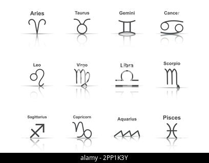 Vektor-Zodiac-Symbol im flachen Stil. Astrologie-Zeichen-Illustrationspiktogramm. Horoskop-Geschäftskonzept. Stock Vektor