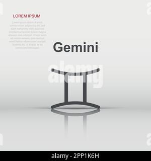 Vector gemini Zodiac-Symbol in flachem Stil. Astrologie-Zeichen-Illustrationspiktogramm. Gemini-Horoskop-Geschäftskonzept. Stock Vektor