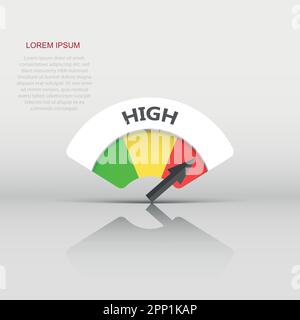 Hohes Risiko Manometer Vektor icon. Die hohen Treibstoffpreise Abbildung auf weißen Hintergrund. Stock Vektor
