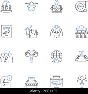 Grafikdesign Studio Line Icons Kollektion. Kreativität, Typografie, Branding, Illustration, Layout, ARrK, Farbvektor und lineare Darstellung Stock Vektor