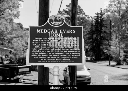 Jackson, MS - März 2023: Das Haus von Medgar Evers ist ein nationales historisches Wahrzeichen in Jackson, MS Stockfoto