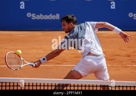 Barcelona, Spanien. 20. April 2023. Cameron Norrie in Aktion während der ATP 500 Barcelona Open Banc Sabadell Conde De Godo Trophy im Real Club de Tenis Barcelona in Barcelona, Spanien. Kredit: Christian Bertrand/Alamy Live News Stockfoto