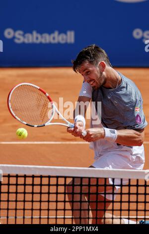 Barcelona, Spanien. 20. April 2023. Cameron Norrie in Aktion während der ATP 500 Barcelona Open Banc Sabadell Conde De Godo Trophy im Real Club de Tenis Barcelona in Barcelona, Spanien. Kredit: Christian Bertrand/Alamy Live News Stockfoto