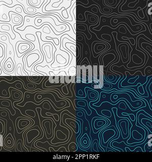 Topographiemuster. Nahtlose Kartenkacheln für Höhenlagen. Erstaunlicher isolierter Hintergrund. Fesselnde Fliesenmuster. Vektordarstellung. Stock Vektor