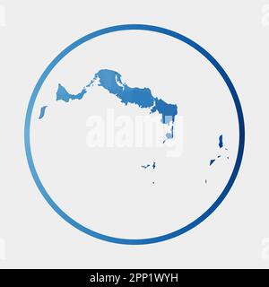 Symbol für die Turks- und Caicosinseln. Polygonale Karte der Insel im Gradientenring. Rundes Schild mit niedrigen Poly Turks- und Caicosinseln. Vektordarstellung. Stock Vektor