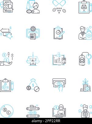 Lineares Active Listening-Symbol eingestellt. Einfühlungsvermögen, Konzentration, Offenheit, Geduld, Kommunikation, Feedback, Vektor der Aufmerksamkeitslinie und Konzept Stock Vektor