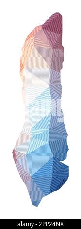 Karte von Grand Turk Island. Niedrige Poly-Illustration der Insel. Geometrisches Design mit Streifen. Technologie, Internet, Netzwerkkonzept. Stock Vektor