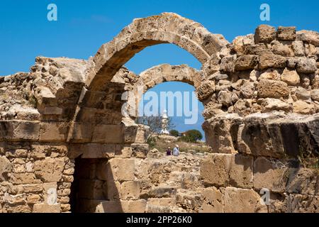 Burgruinen von Saranda Kolones, archäologische Stätte in Pafos, Paphos, Zypern Stockfoto