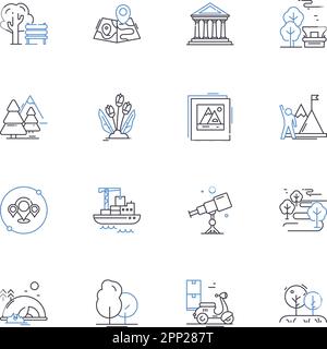 Symbolsammlung für Geschäfts- und Finanzlinien. Investitionen, Gewinn, Unternehmer, Wachstum, Marketing, Branding, Verkaufsvektor und lineare Illustration Stock Vektor