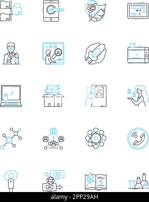 Business Enterprise - Lineare Symbolgruppe. Innovation, Marketing, Strategie, Wachstum, Effizienz, Rentabilität, Vektor- und Konzeptschilder für Branding-Linien Stock Vektor