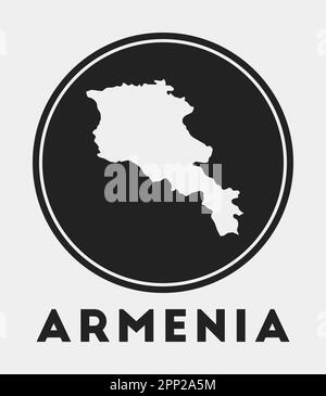 Symbol Armenien. Rundes Logo mit Landkarte und Titel. Stilvolles armenisches Abzeichen mit Karte. Vektordarstellung. Stock Vektor