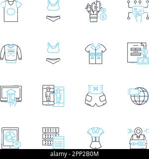 Lineare Symbole für die Customer Journey. Mapping, Touchpoints, Erfahrung, Conversion, Loyalität, Personalisierung, Feedback-Linienvektor und Konzeptschilder Stock Vektor