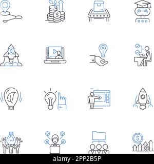 Symbolsammlung für Reformlinien. Ändern, Fortschritt, Innovation, Anpassung, Änderung, Modernisierung, Entwicklungsvektor und lineare Darstellung Stock Vektor
