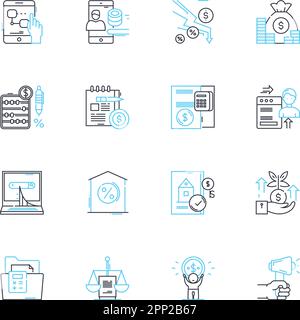 Lineare Symbole für Handelsforschung. Analyse, Export, Import, Markt, Global, Trend-, Datenlinienvektor- und Konzeptzeichen. Strategie, Einblick, Statistik Stock Vektor