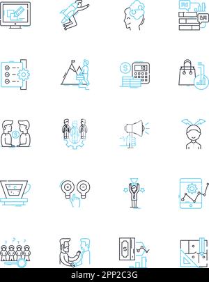 Abbildungen und Diagramme Satz linearer Symbole. Diagramme, Diagramme, Diagramme, Statistiken, Daten, Infografiken, visuelle Linienvektoren und Konzeptzeichen. Darstellungen, Tabellen Stock Vektor