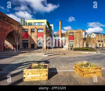 Außenansicht der Toffee Factory, Ouseburn Valley, Newcastle upon Tyne, Tyne und Wear, England, Vereinigtes Königreich Stockfoto