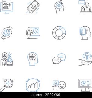 Symbolsammlung für digitale Finanzlinien. Kryptowährung, Fintech, Blockchain, digitale Brieftasche, E-Commerce, Mobile Zahlungen, Peer-to-Peer-Vektor und Stock Vektor