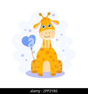 Niedliche Giraffe, Vektorgrafik im flachen Stil Stock Vektor