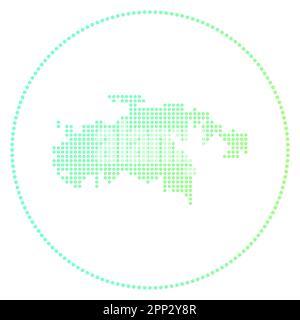 Saint John Digital-Abzeichen. Gepunktete Karte von Saint John im Kreis. Technisches Symbol der Insel mit abgestuften Punkten. Tolle Vektordarstellung. Stock Vektor