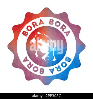 Bora Bora Low Poly Logo. Buntes Reiselogo mit Farbverlauf der Insel im geometrischen Stil. Stock Vektor